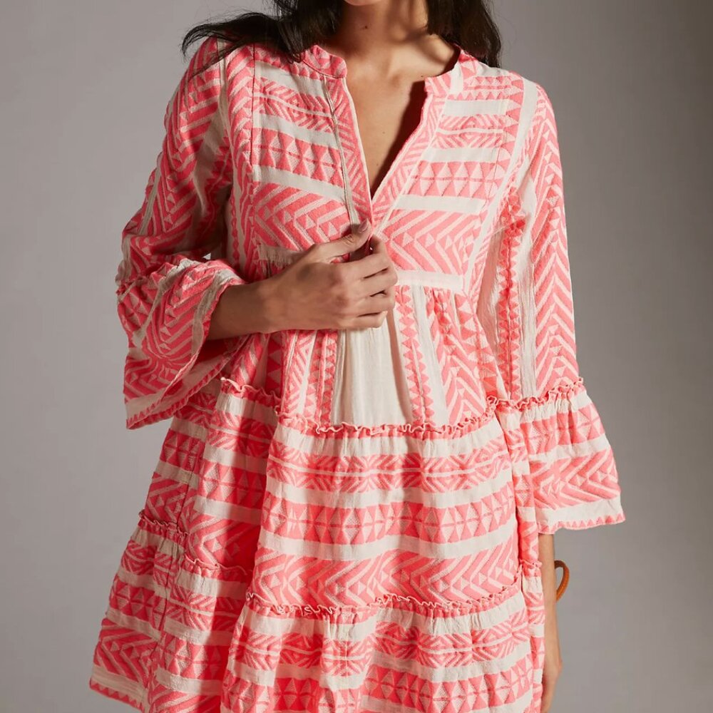 NWT Anthro Devotion Twins Embroidered Ella Tunic Dress in Rose color in XS